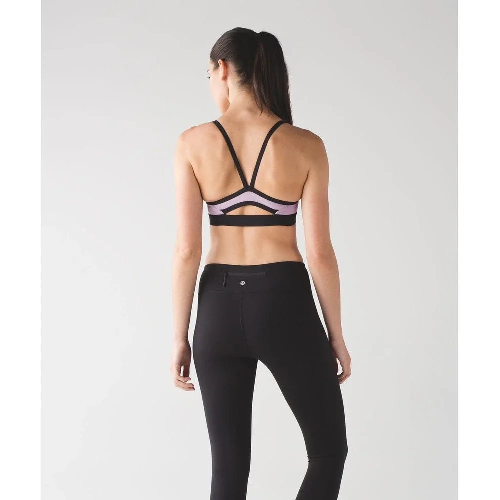 Vintage Lululemon Women Rise and Run Bra Size Size 10 Rose Blush Strappy Running